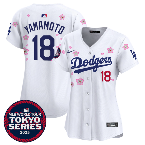 Women Los Angeles Dodgers #18 Yamamoto Tokyo Series 2025 white Limited Stitched Jersey